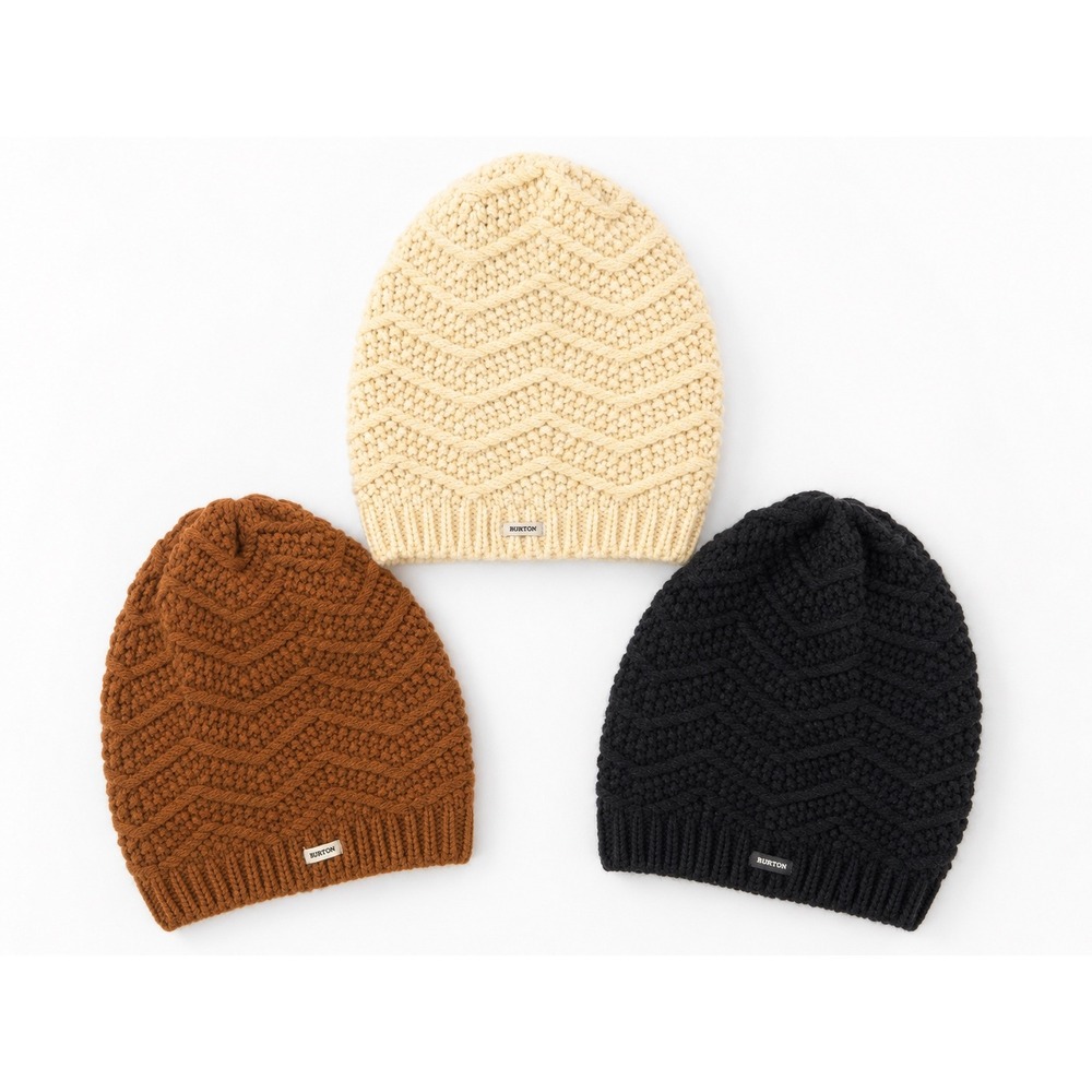 Burton Beanie Bundle 3 Pack Knit Chevron Hats Black Cream Brown Snowboard
